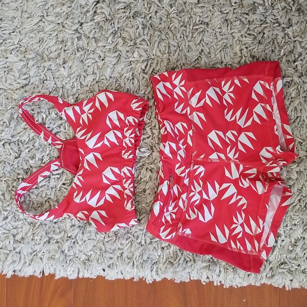 Oiselle sports bra and racing shorts
